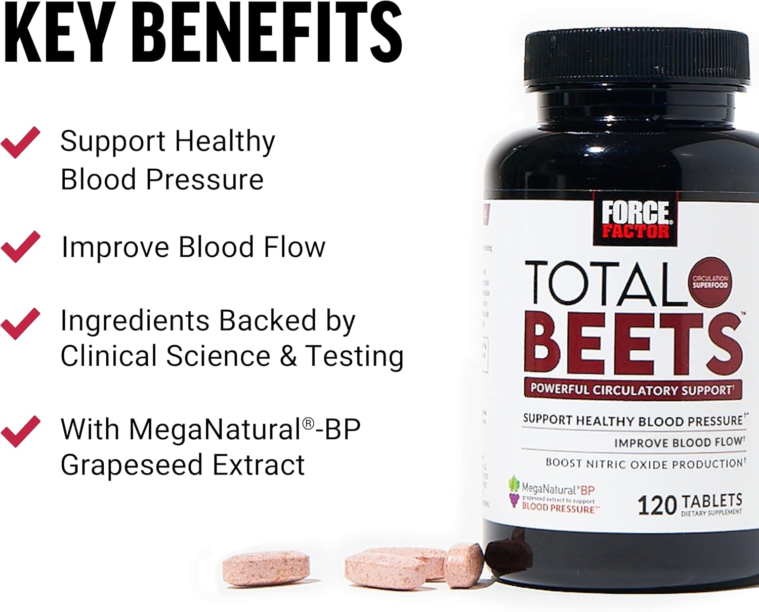 Blood Pressure Support with Grape Seed Extract and Non GMO Beet Root Powder - 120 Count for Heart Health & Circulation