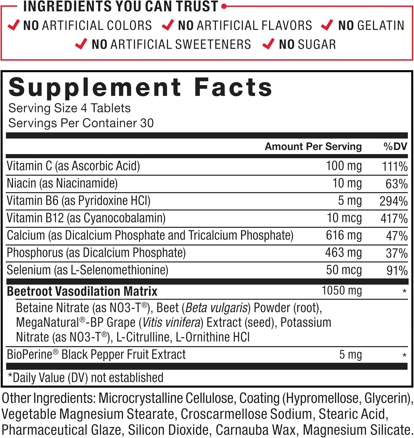 Blood Pressure Support with Grape Seed Extract and Non GMO Beet Root Powder - 120 Count for Heart Health & Circulation