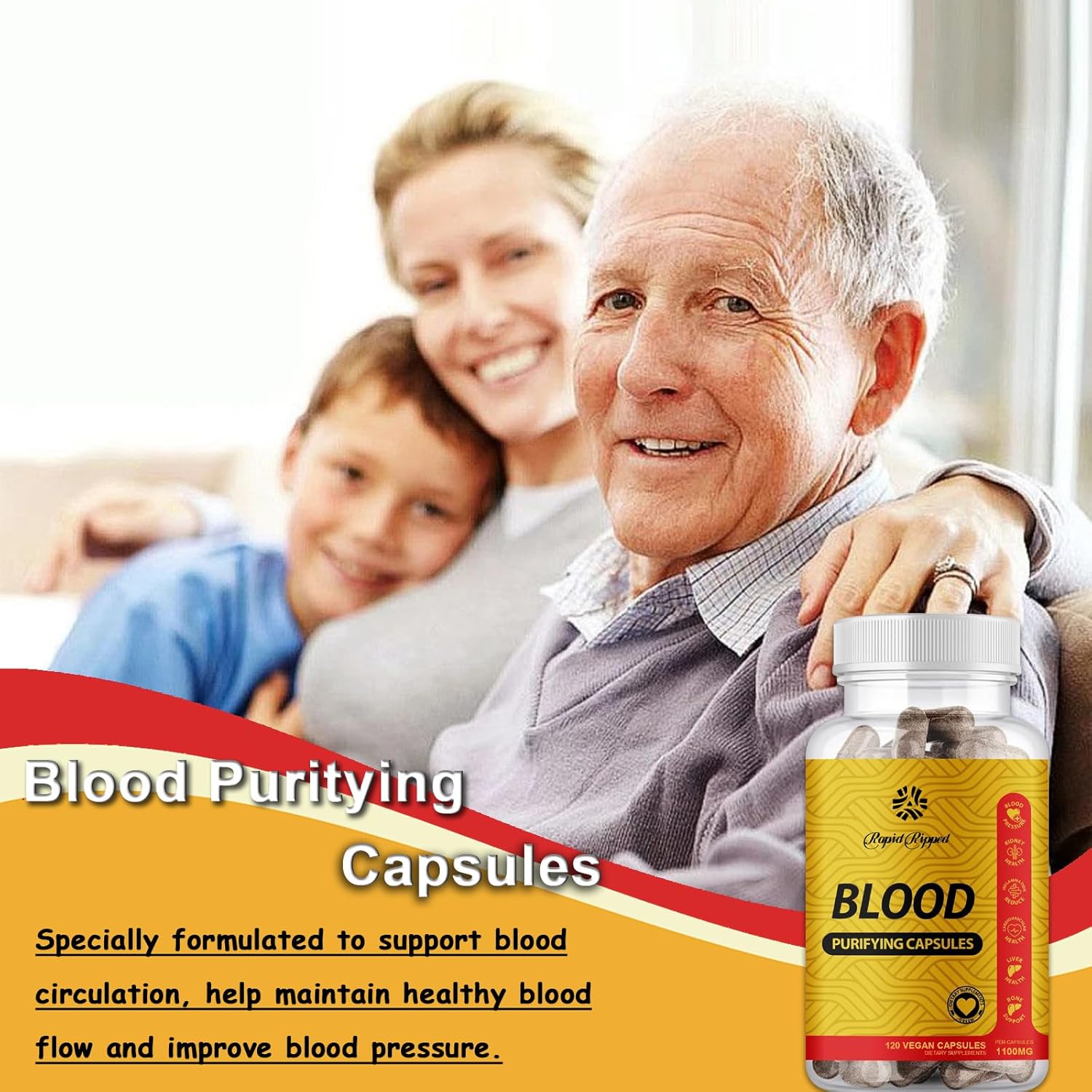 Blood Purifying Capsules with Yellow Dock and Burdock Root for Kidney and Liver Health - 100 Capsules