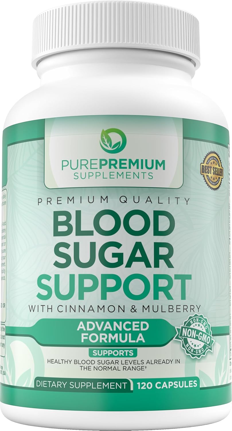 Blood Sugar Support Capsules - Cinnamon, Bitter Melon, Mulberry, Zinc, Biotin, Vitamin C - 120 Count - Maintain Healthy Blood Sugar Levels