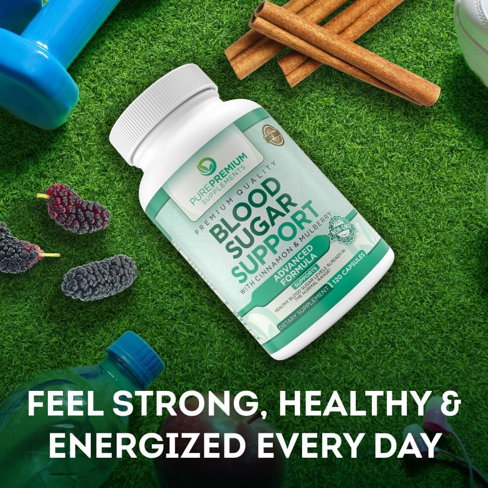 Blood Sugar Support Capsules - Cinnamon, Bitter Melon, Mulberry, Zinc, Biotin, Vitamin C - 120 Count - Maintain Healthy Blood Sugar Levels
