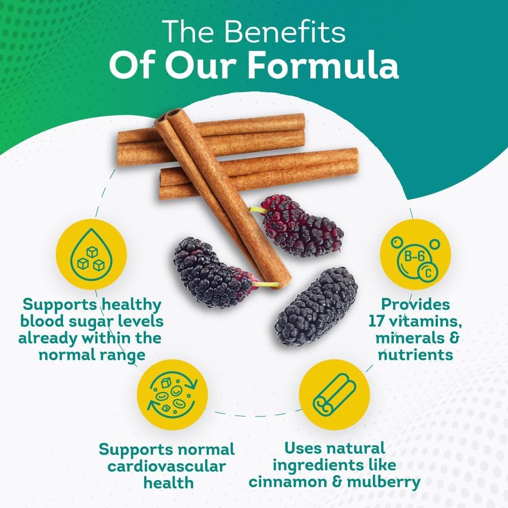 Blood Sugar Support Capsules - Cinnamon, Bitter Melon, Mulberry, Zinc, Biotin, Vitamin C - 120 Count - Maintain Healthy Blood Sugar Levels