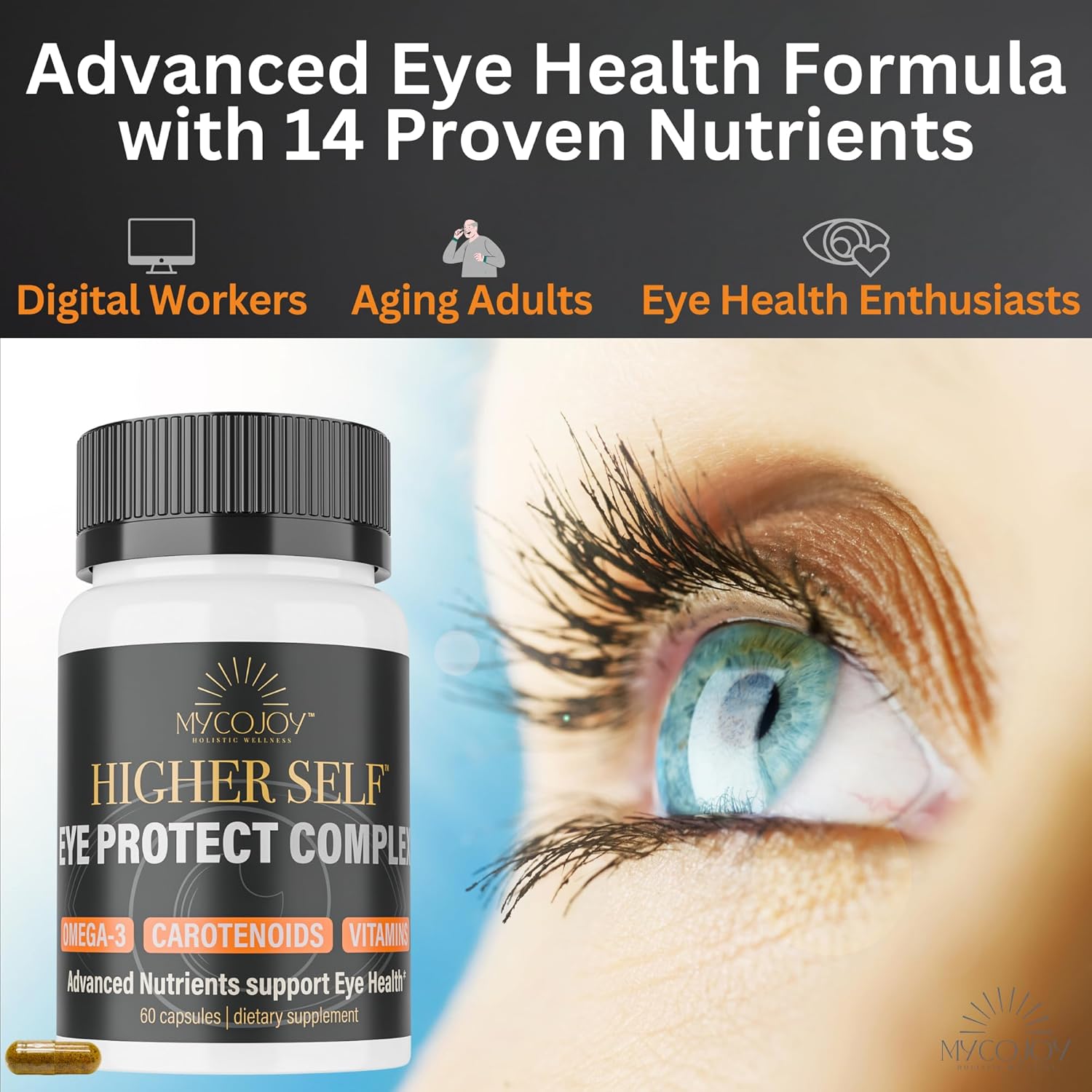 Blue Light Defense Eye Complex with Lion's Mane, Omega-3, Lutein, and Bilberry Extract | 60 Capsules