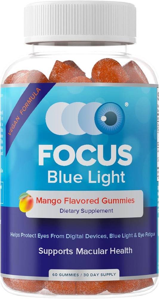 Blue Light Protection Gummy Supplements with Lutein and Zeaxanthin - 60 Count - Mango Flavor - 30 Day Supply