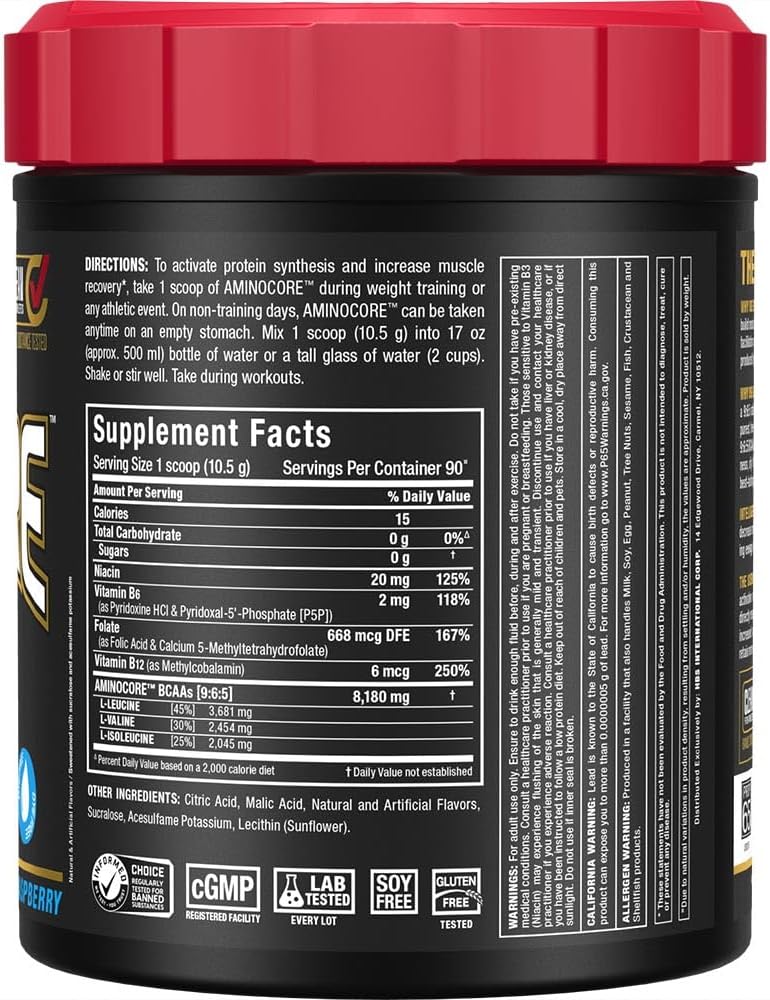 Blue Raspberry BCAA Powder with 8.18g BCAAs and B Vitamins - 945g - Sugar Free - 90 Servings by ALLMAX Nutrition