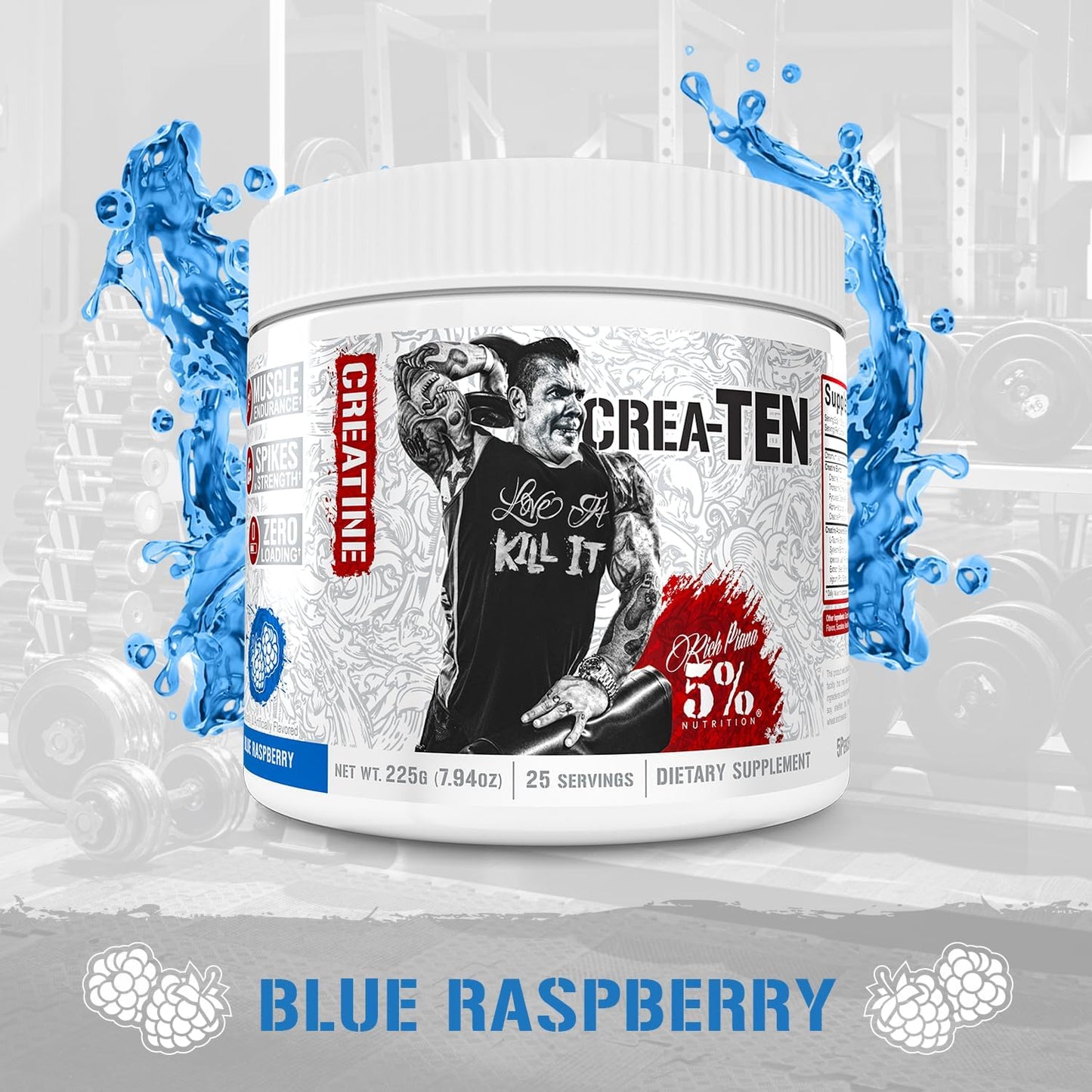 Blue Raspberry Flavored Creatine Powder with Accelerators for Muscle Gain & Recovery