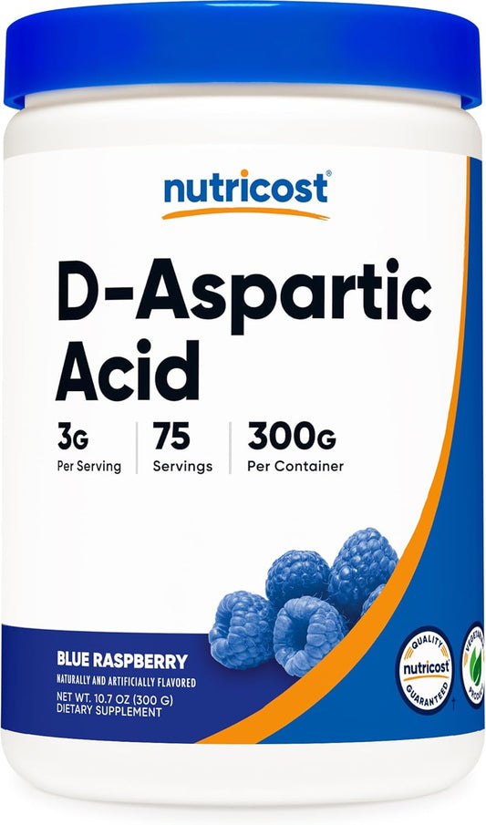 Blue Raspberry Flavored D-Aspartic Acid Powder - 300G Supplement by Nutricost