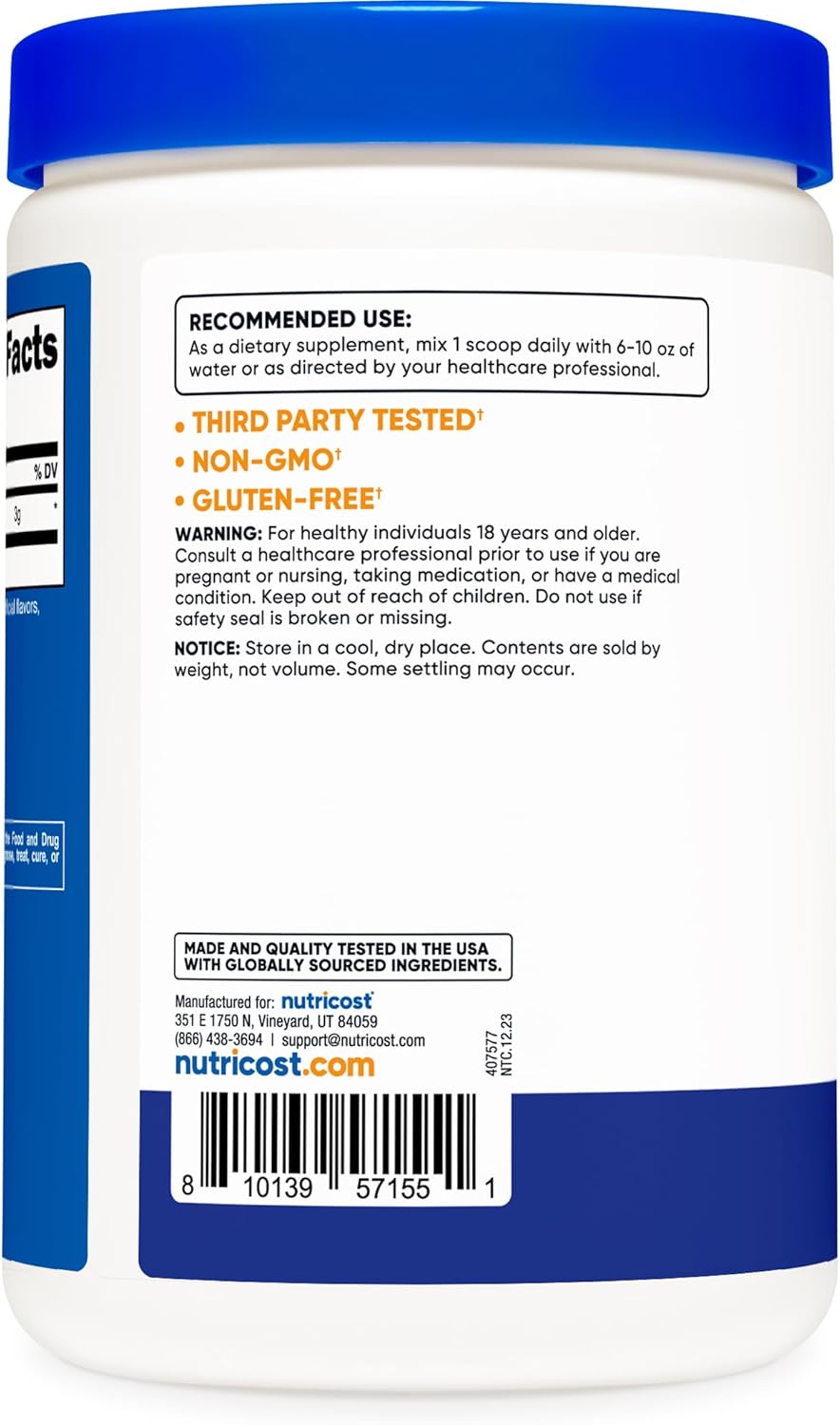 Blue Raspberry Flavored D-Aspartic Acid Powder - 300G Supplement by Nutricost