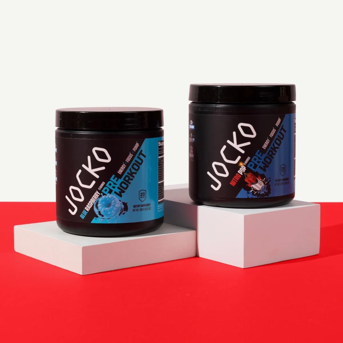 Blue Raspberry Flavored Jocko-Fuel Pre-Workout Powder - High Stim with 200mg Caffeine - Sugar-Free & Gluten-Free - Boosts Energy & Muscle Endurance - 20 Servings