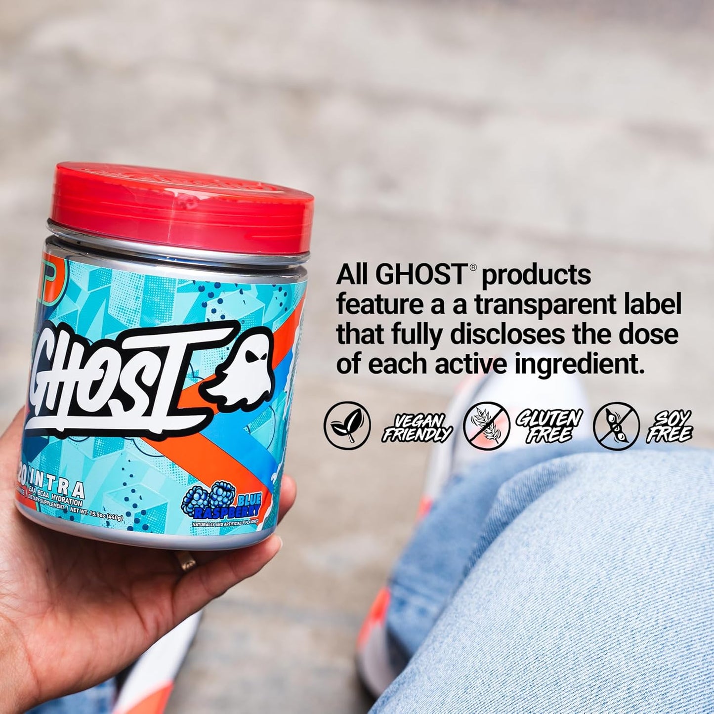 Blue Raspberry GHOST Intra Workout Powder with BCAAs, EAAs, Nootropics, and Hydration for Muscle Recovery and Focus - Pre, Intra, and Post Workout Amino Acids