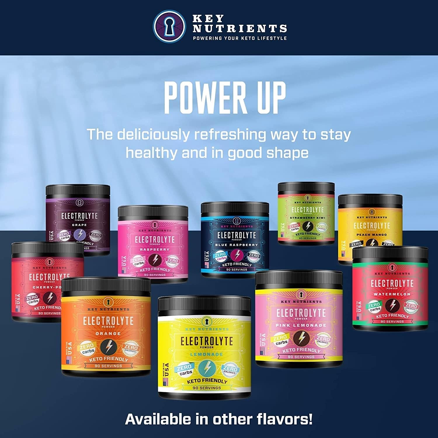 Blue Raspberry Multivitamin Electrolyte Powder with Key Nutrients for Endurance & Hydration - Sugar-Free Energy Supplement - 90 Servings, Made in USA