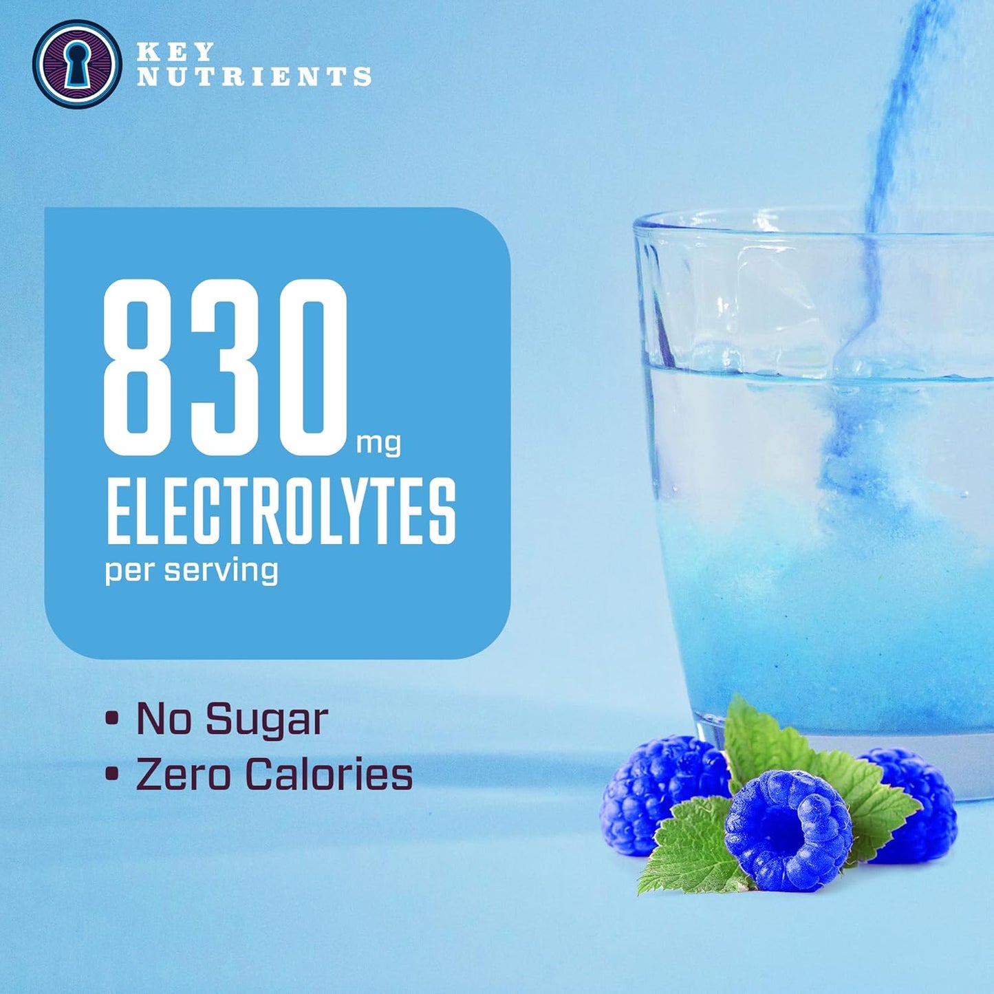 Blue Raspberry Multivitamin Electrolyte Powder with Key Nutrients for Endurance & Hydration - Sugar-Free Energy Supplement - 90 Servings, Made in USA