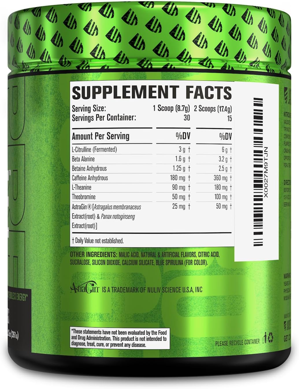 Blue Raspberry Nitrosurge Pre-Workout & Fruit Punch BCAA Combo for Muscle Building and Recovery by Jacked Factory