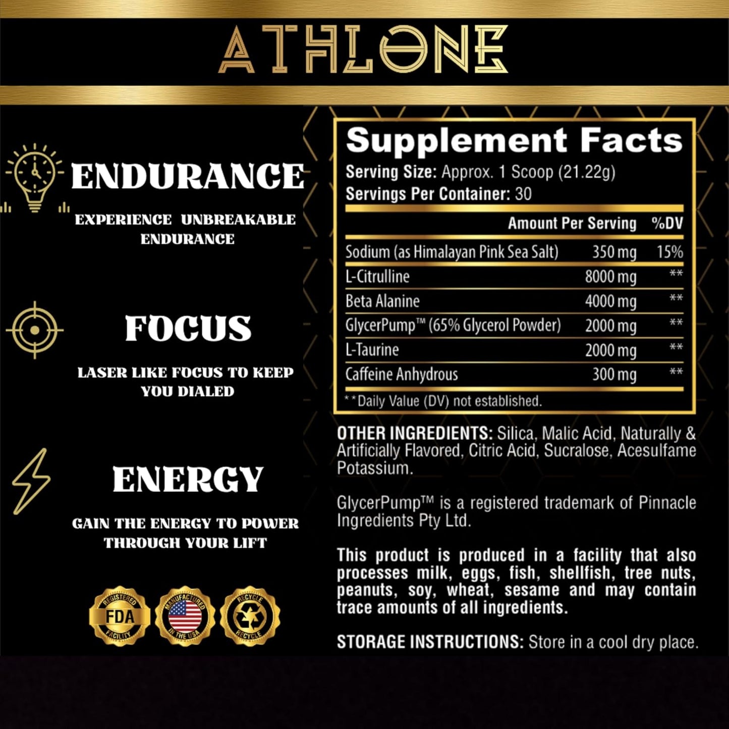 Blue Raspberry Pre-Workout Powder - Energy Boost with Caffeine, L-Citrulline, Beta-Alanine, Himalayan Pink Salt - Natural Ingredients (30 Servings)