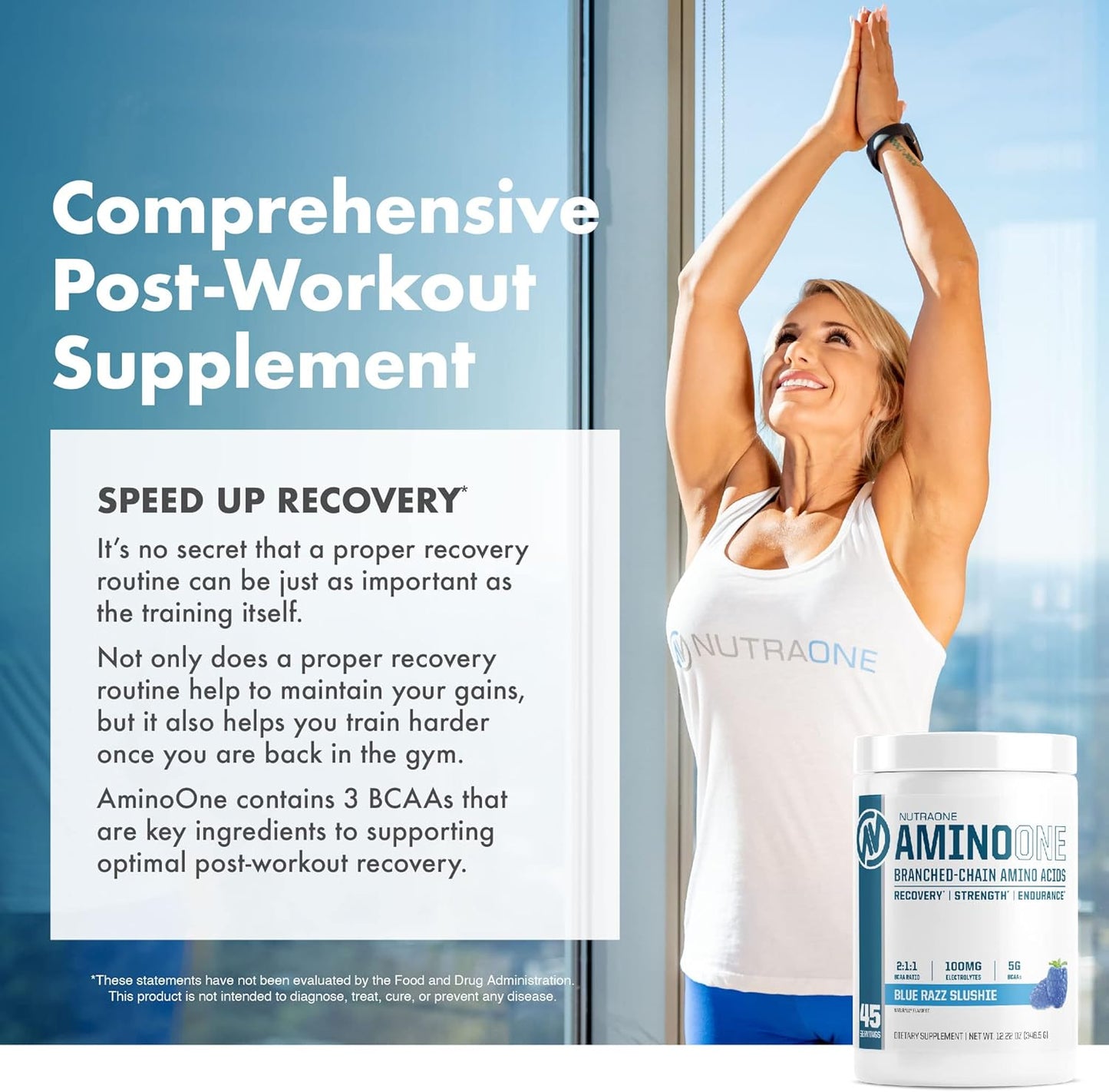 Blue Raz Slushie AminoOne by NutraOne - BCAA and EAA Amino Acid Supplement