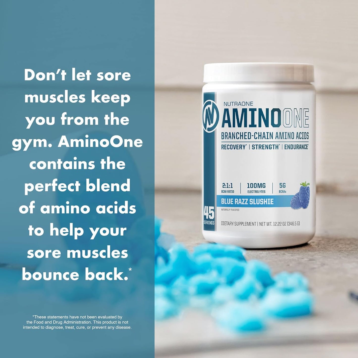 Blue Raz Slushie AminoOne by NutraOne - BCAA and EAA Amino Acid Supplement