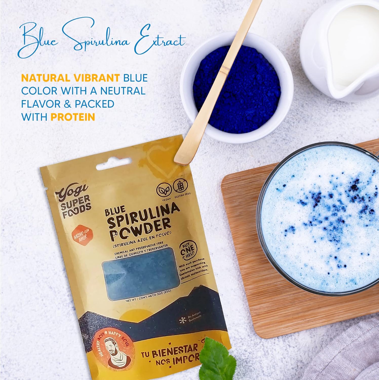 Blue Spirulina Powder: Superfood Plant Rich in Protein for Immune Support, Energy, and Natural Food Coloring - 5 oz Bag