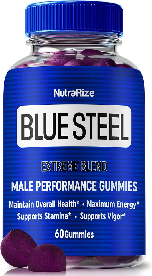 Blue Steel Men's Daily Nutrition Gummies - Boost Confidence & Health - All Natural Peak Performance Support - Official Male Supplement