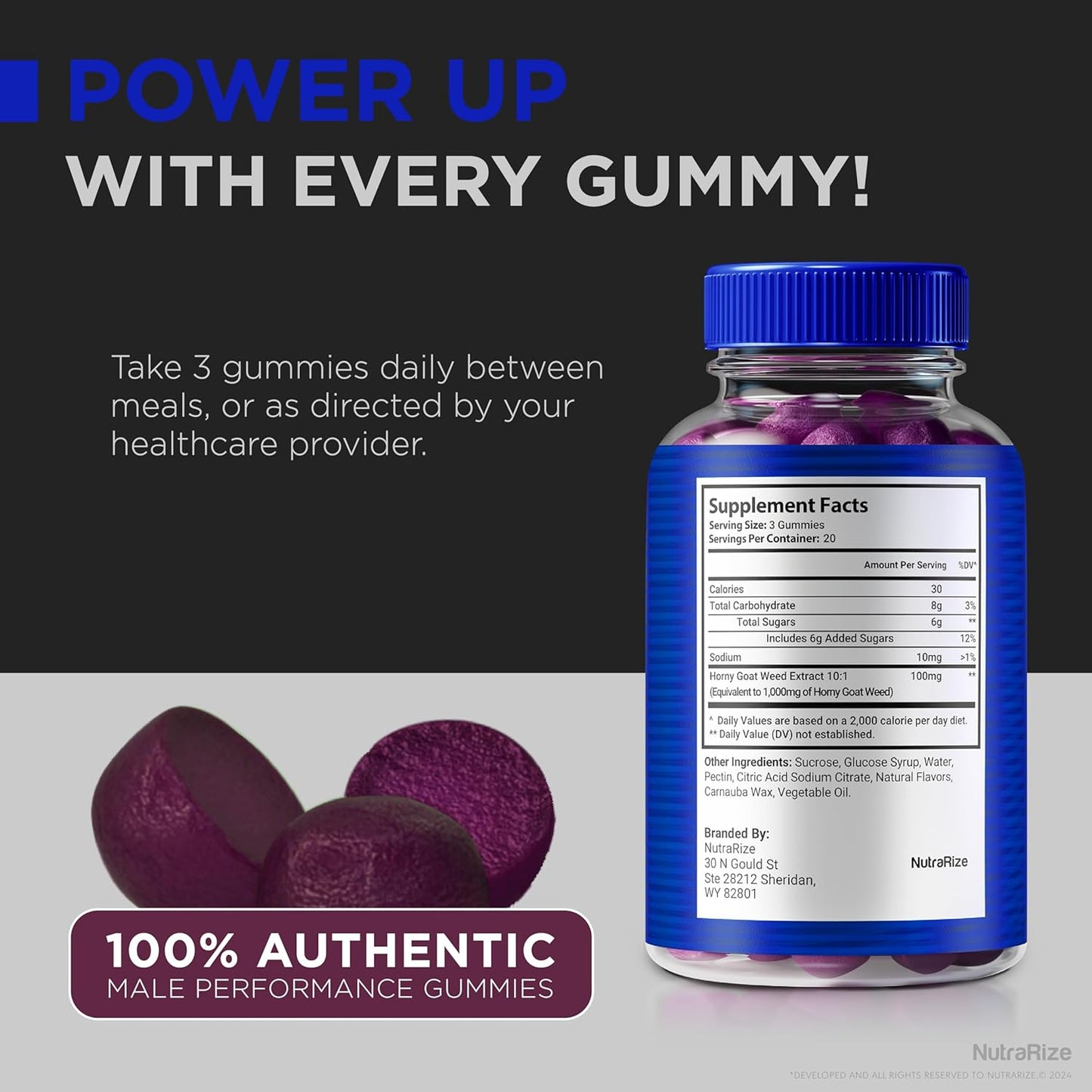 Blue Steel Men's Daily Nutrition Gummies - Boost Confidence & Health - All Natural Peak Performance Support - Official Male Supplement