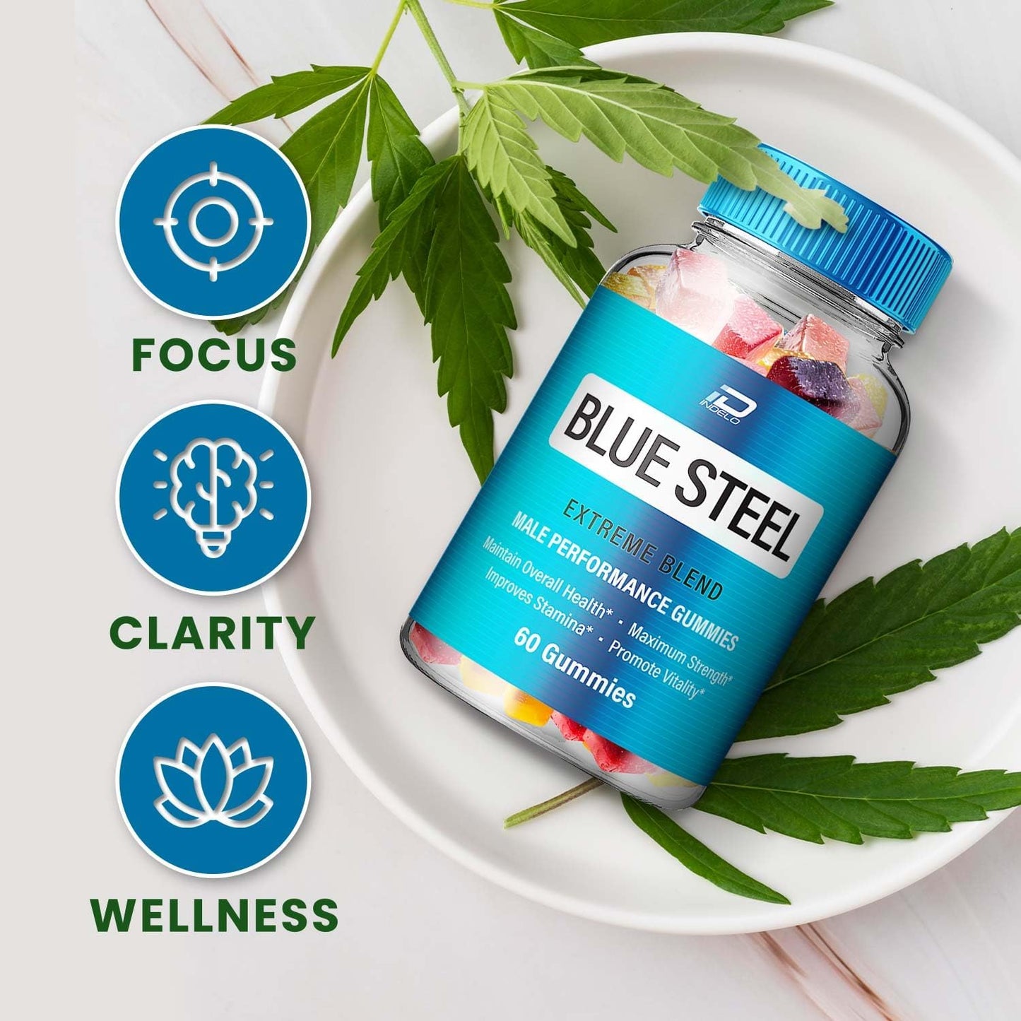 Blue Steelmetabolism boosterGummies - Indelo's Official Formula, Advancedmetabolism boosterOil Formulation (3 Pack - 180 Gummies)