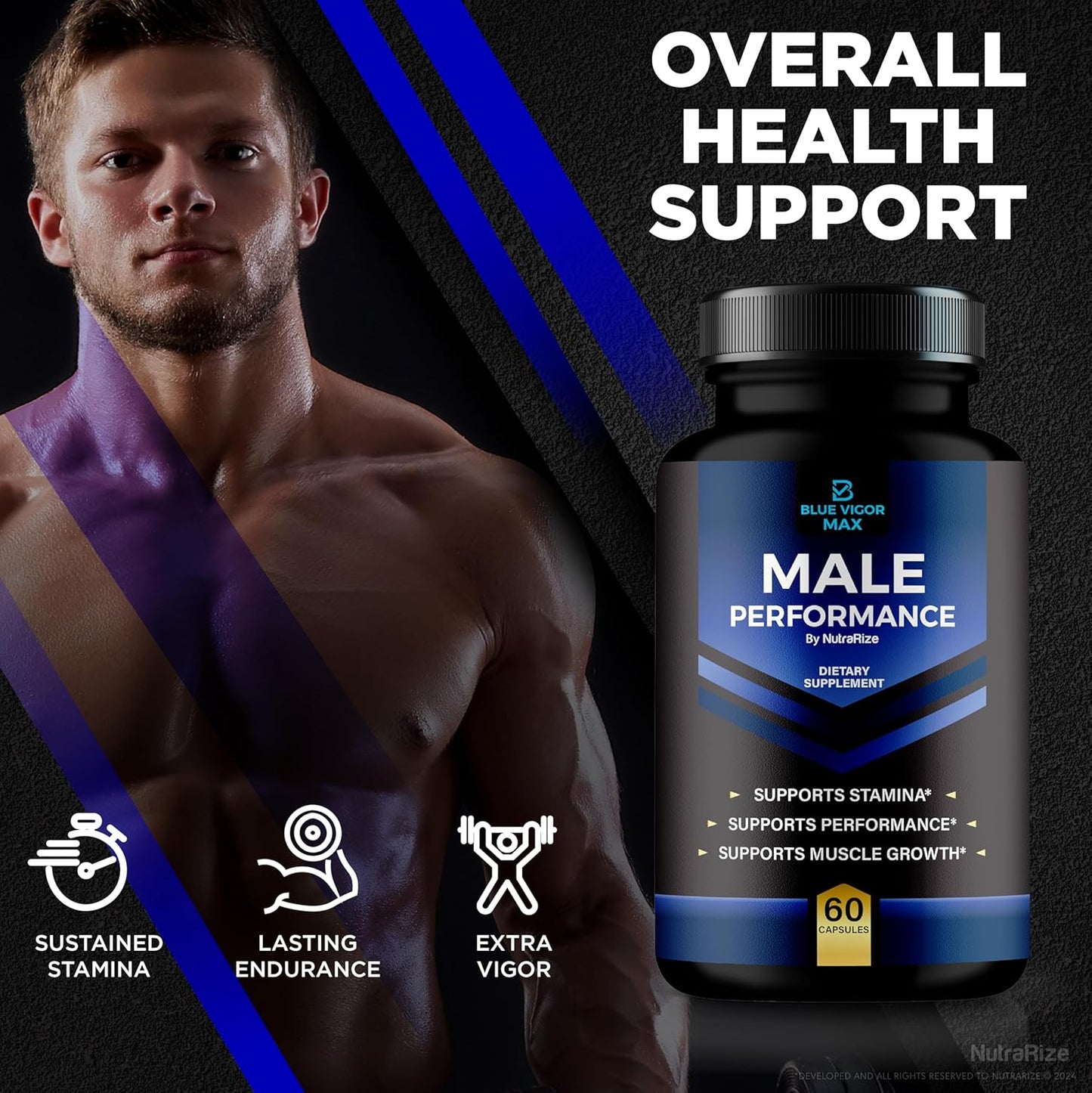 Blue Vigor Max Pills - Pack of 2 All-Natural Capsules for Fitness & Wellness, Premium Daily Nutrition & Energy Supplement (120 Capsules)