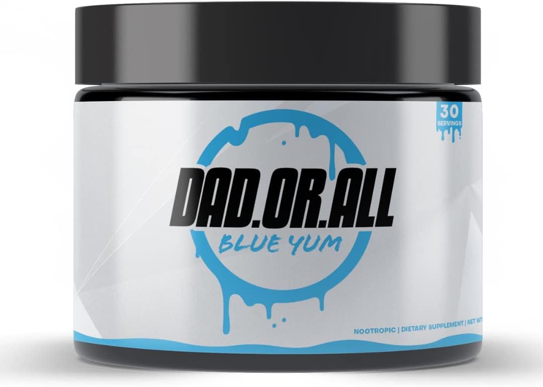 Blue Yum DADORALL Nootropic Powder for Energy and Focus - 200mg Caffeine - No Sugar Focus Energy Drink Mix - 5g Per Scoop - 5.29 Ounces - 30 Servings