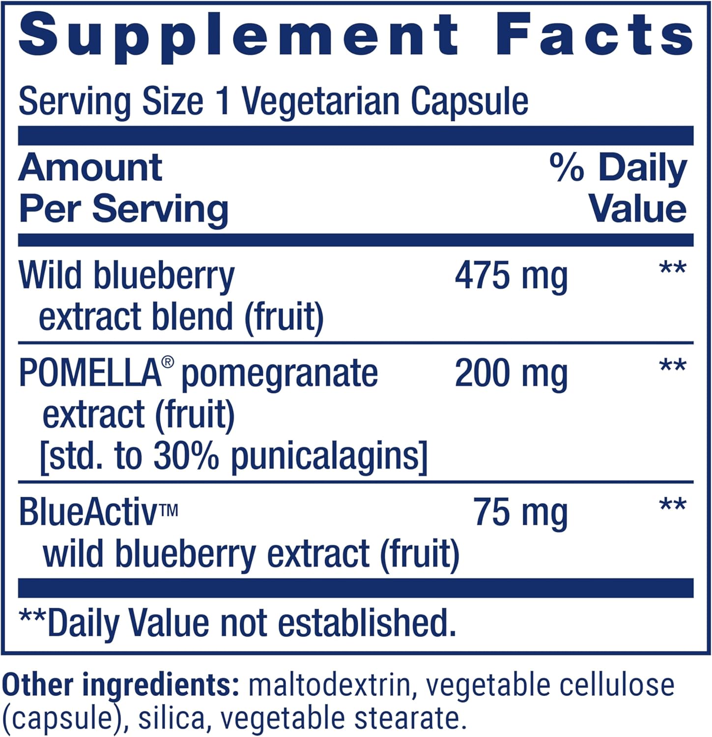 Blueberry Extract and Pomegranate Capsules for Arterial Health Support and Antioxidant Defense - 60 Vegetarian Capsules