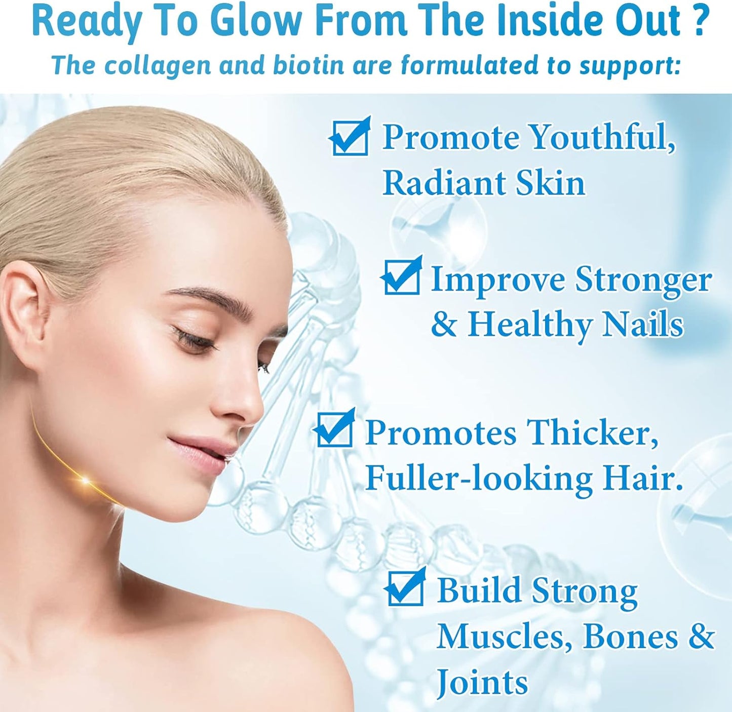 Blueberry Flavored Biotin Gummies with Collagen & Keratin for Hair, Skin, Nails, and Joints - 60 Gummies for Women, Men, and Kids