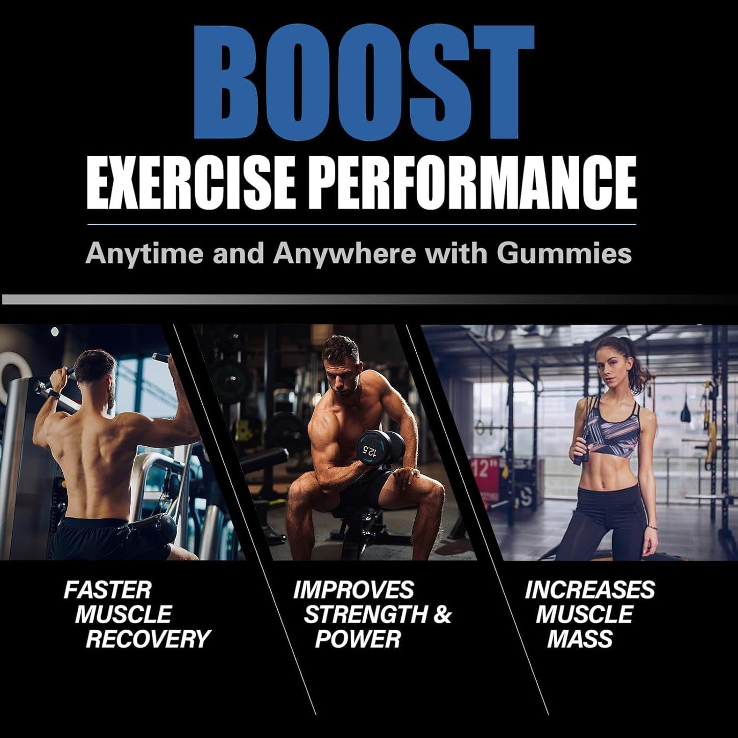 Blueberry Flavored Chewable Creatine Gummies for Muscle Strength & Energy Boost - 60 Count