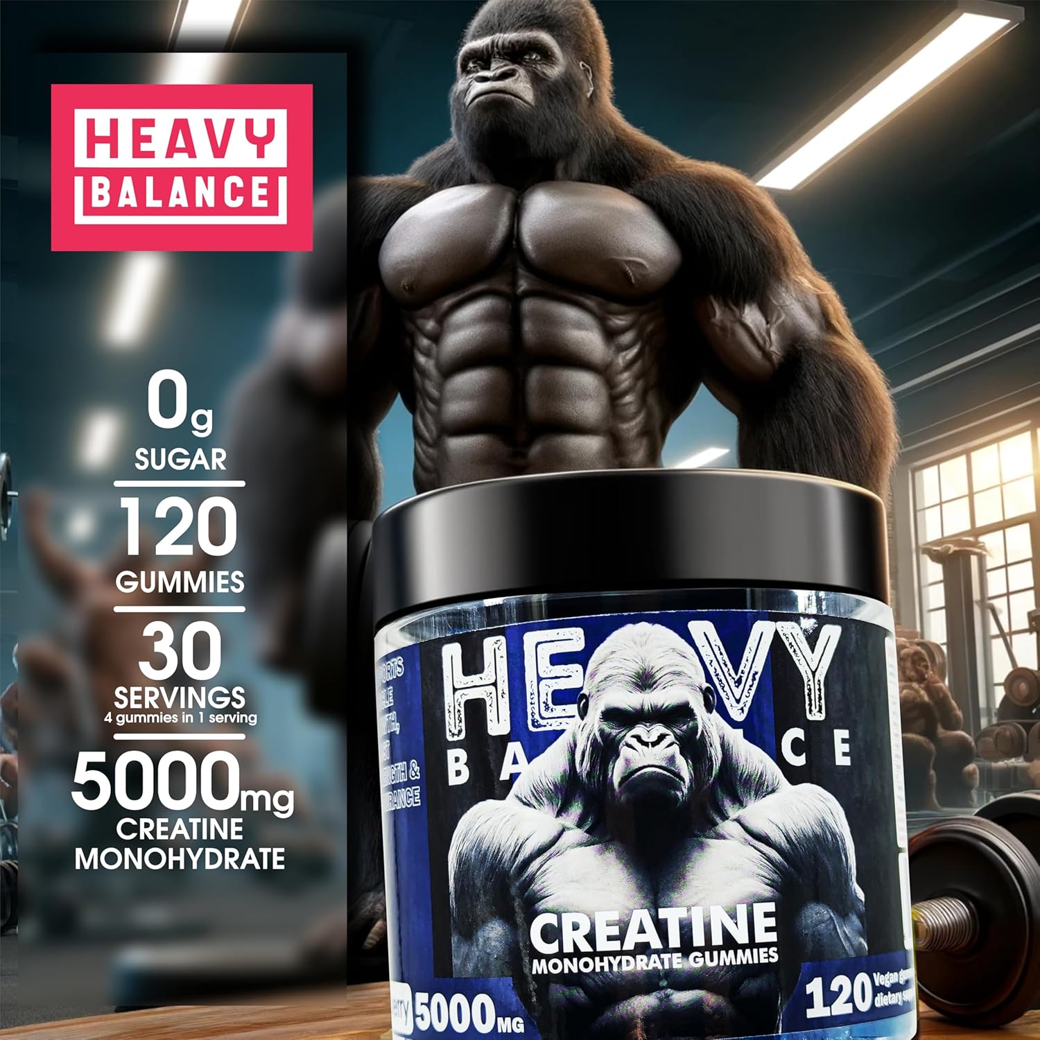 Blueberry Flavored Creatine Monohydrate Gummies - 5g Chewable Cubes (120 Pack)