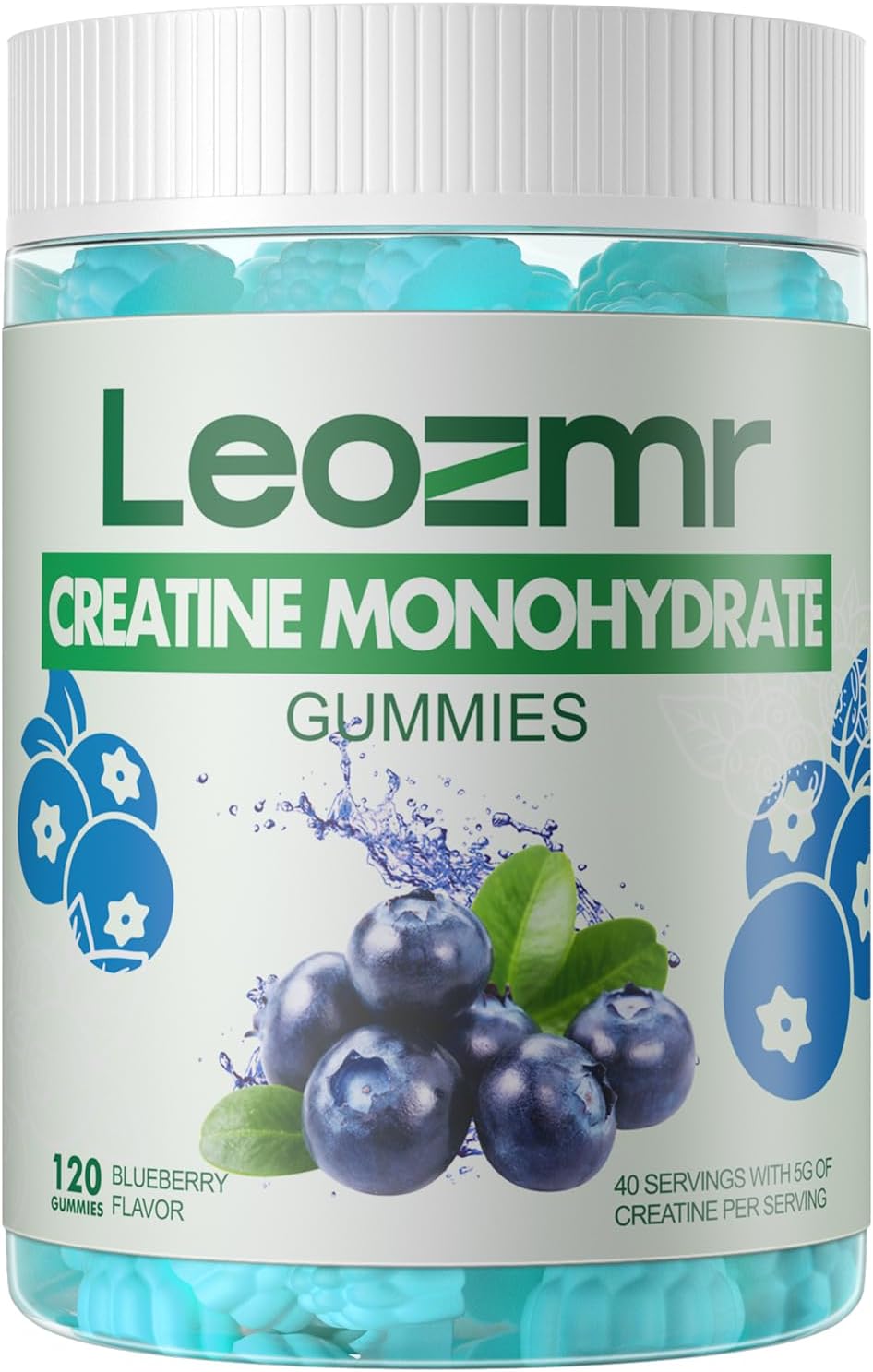 Blueberry Flavored Creatine Monohydrate Gummies 5000mg - 120 Count for Men & Women