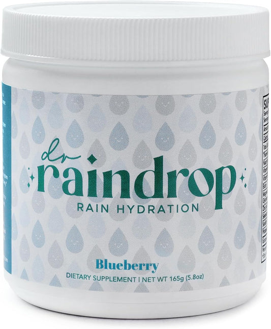 Blueberry Flavored Dr Raindrop Electrolytes Powder for Hydration and Recovery, Gluten Free with Potassium Citrate - Ideal for Sports and Fasting