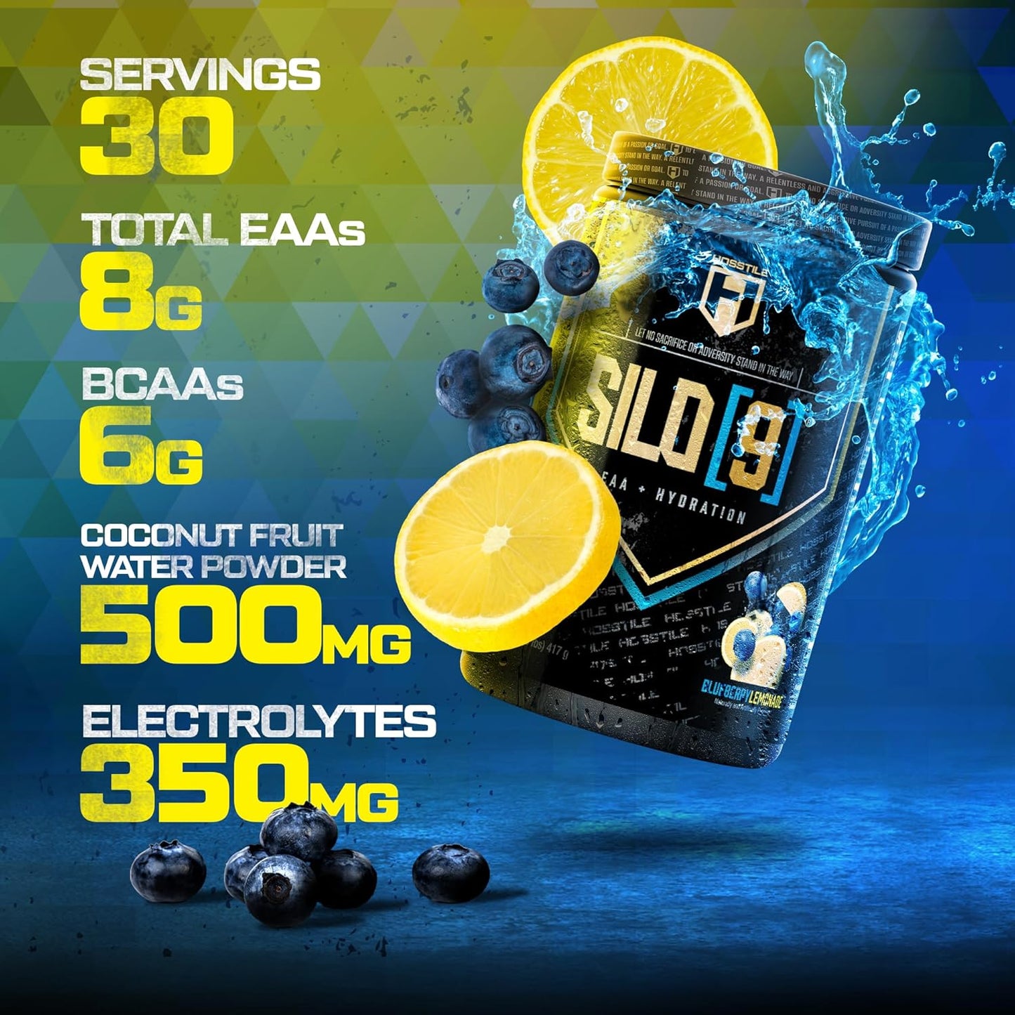 Blueberry Lemonade Amino Acids Powder with Electrolyte Support for Muscle Recovery - 30 Servings