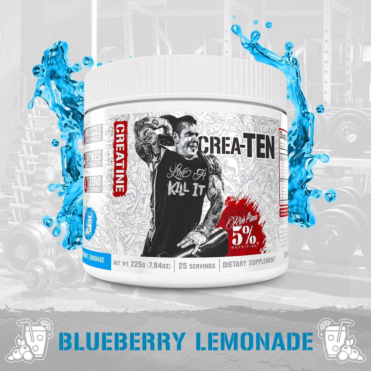 Blueberry Lemonade Flavored CreaTEN Creatine Complex Powder for Max Power & Muscle Gain