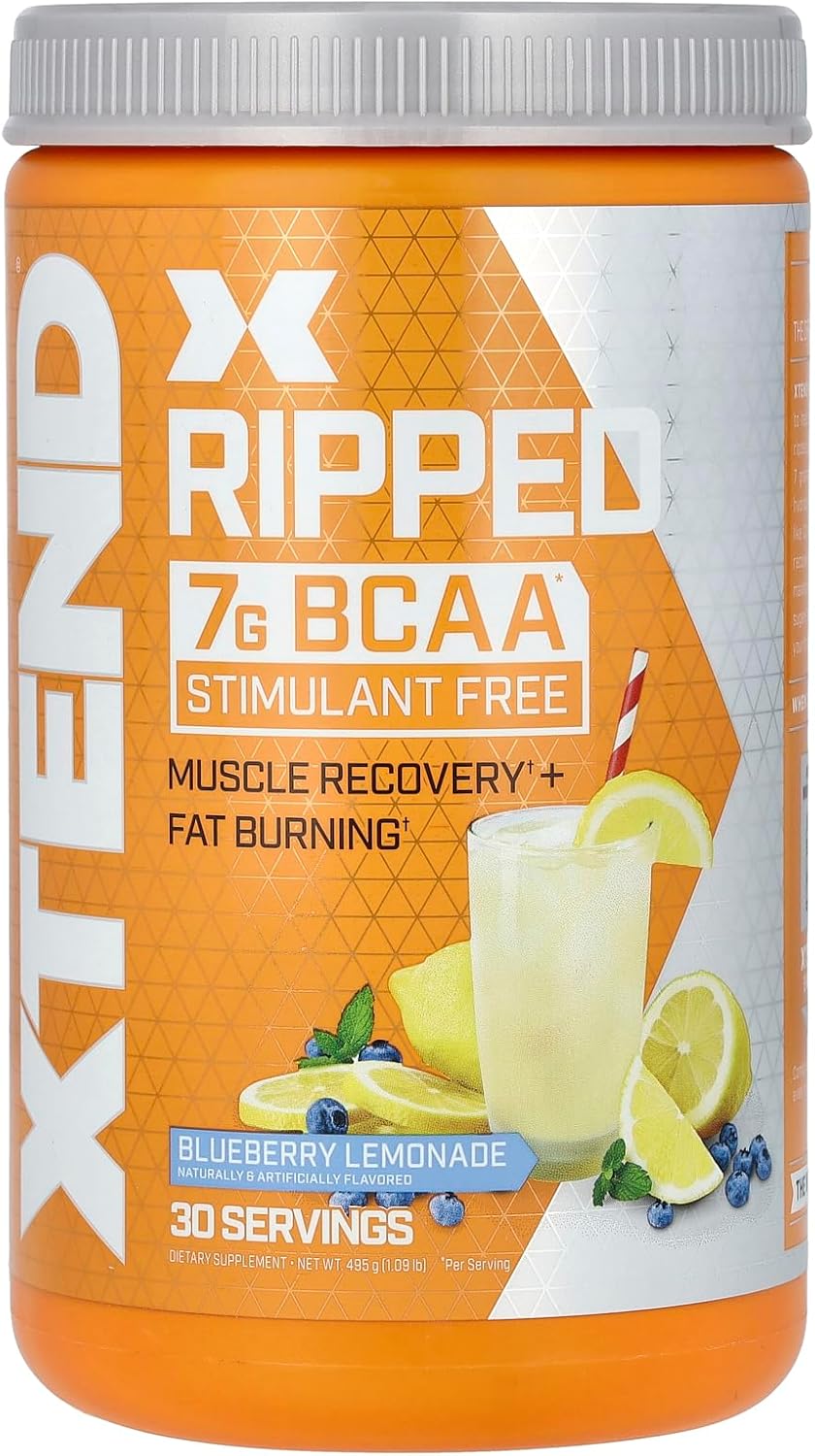 Blueberry Lemonade Xtend XTEND Ripped BCAA Powder - Sugar Free Post Workout Drink with Amino Acids for Muscle Recovery - 30 Servings