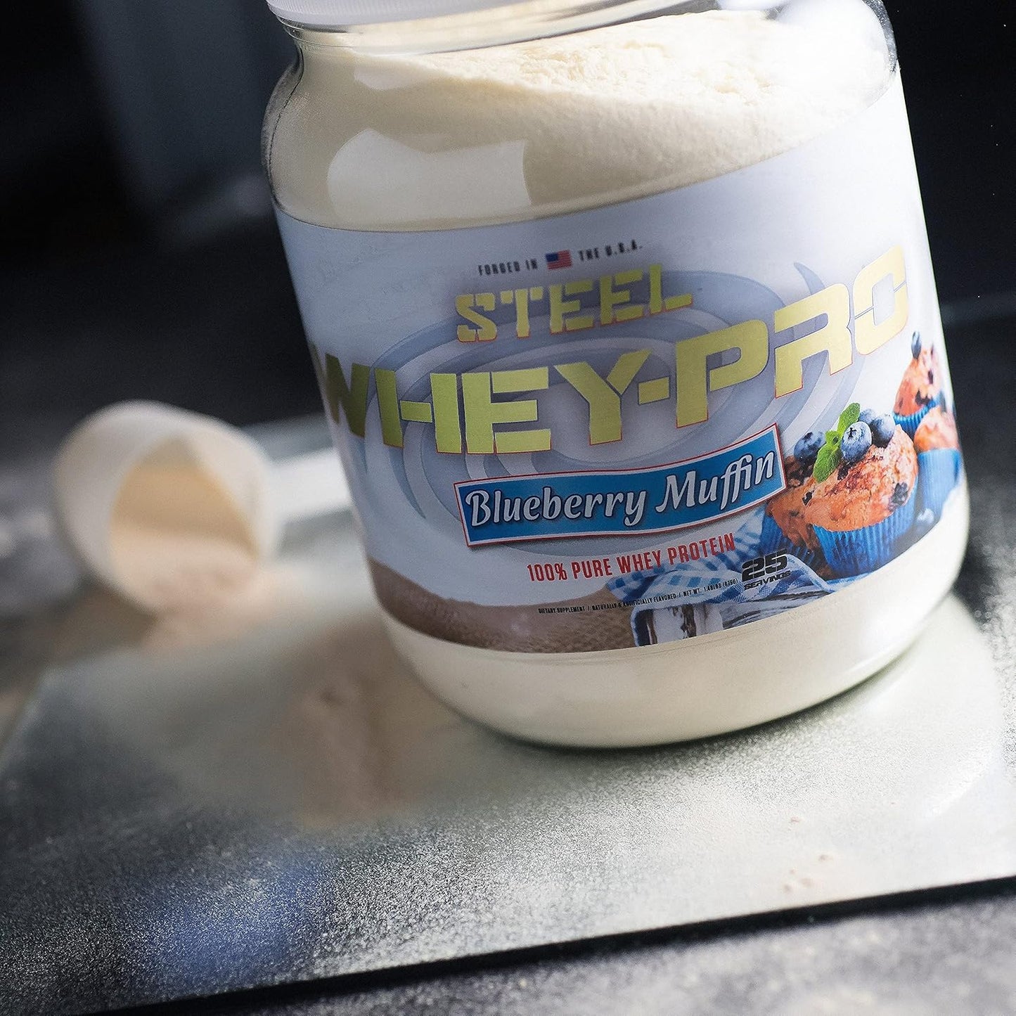 Blueberry Muffin Whey-Pro: Pure Whey Protein Powder for Muscle Gain & Recovery | Steel Supplements | Gluten Free | Non-GMO | 1.48 lbs