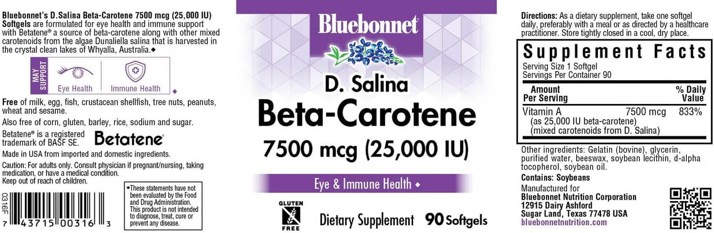 BlueBonnet Beta-Carotene Soft Gels, 25000 IU, 90 Count - Reddish Brown Formula