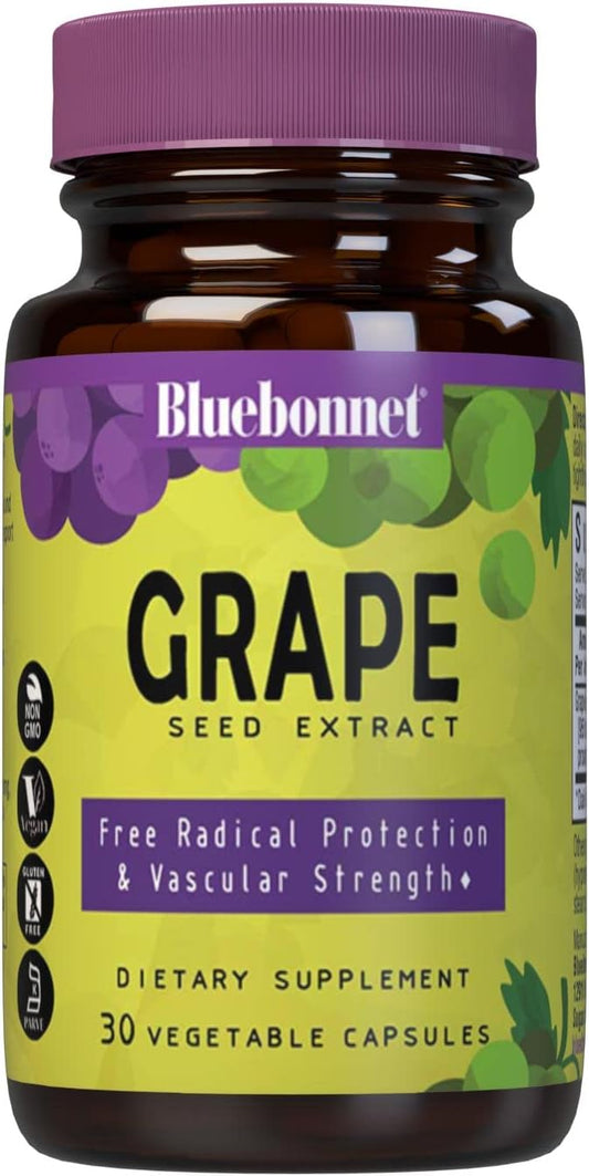 BlueBonnet Grape Seed Extract Supplement - Super Fruit Antioxidant, 30 Capsules