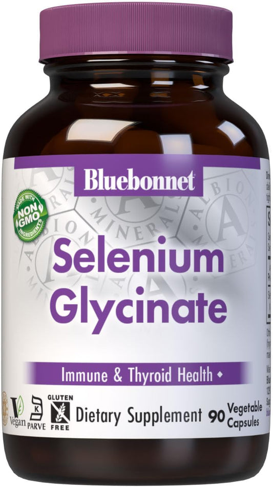 Bluebonnet Nutrition Albion Selenium Glycinate Capsules for Immune & Thyroid Health - 90 Servings - Soy, Gluten, Dairy-Free