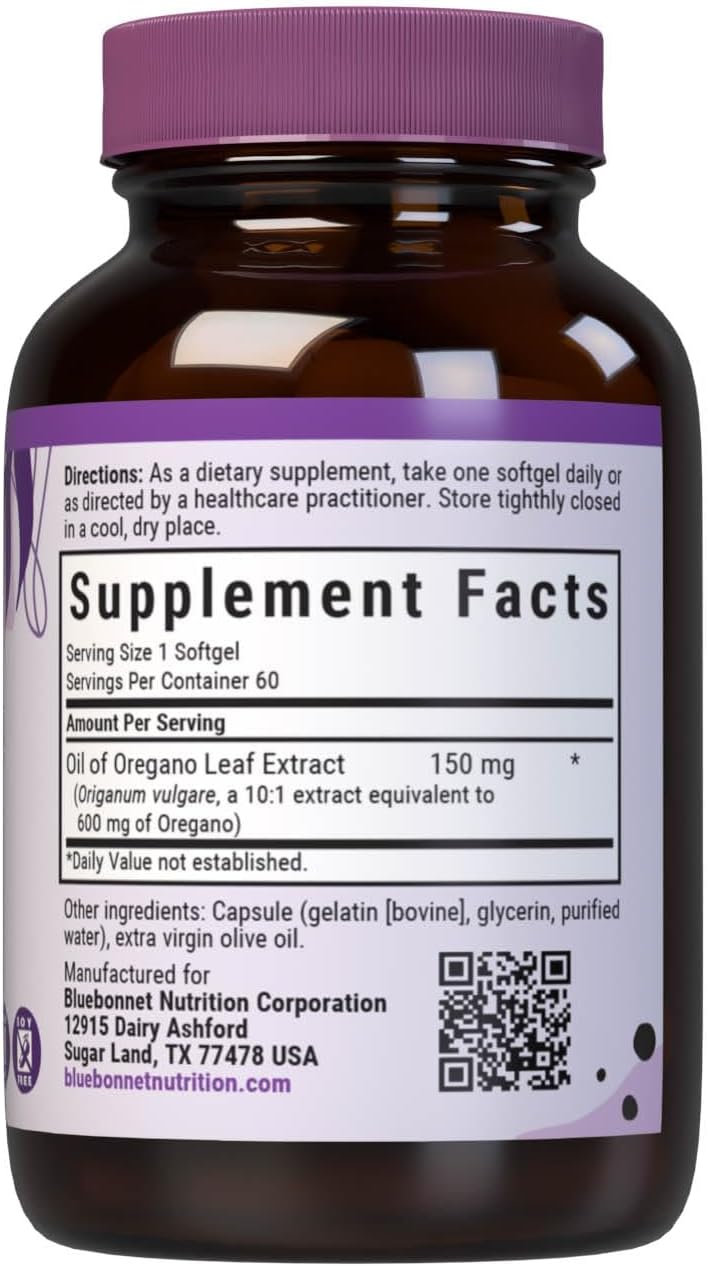 Bluebonnet Nutrition Oil of Oregano Leaf Extract - 60 Capsules for Immune Support