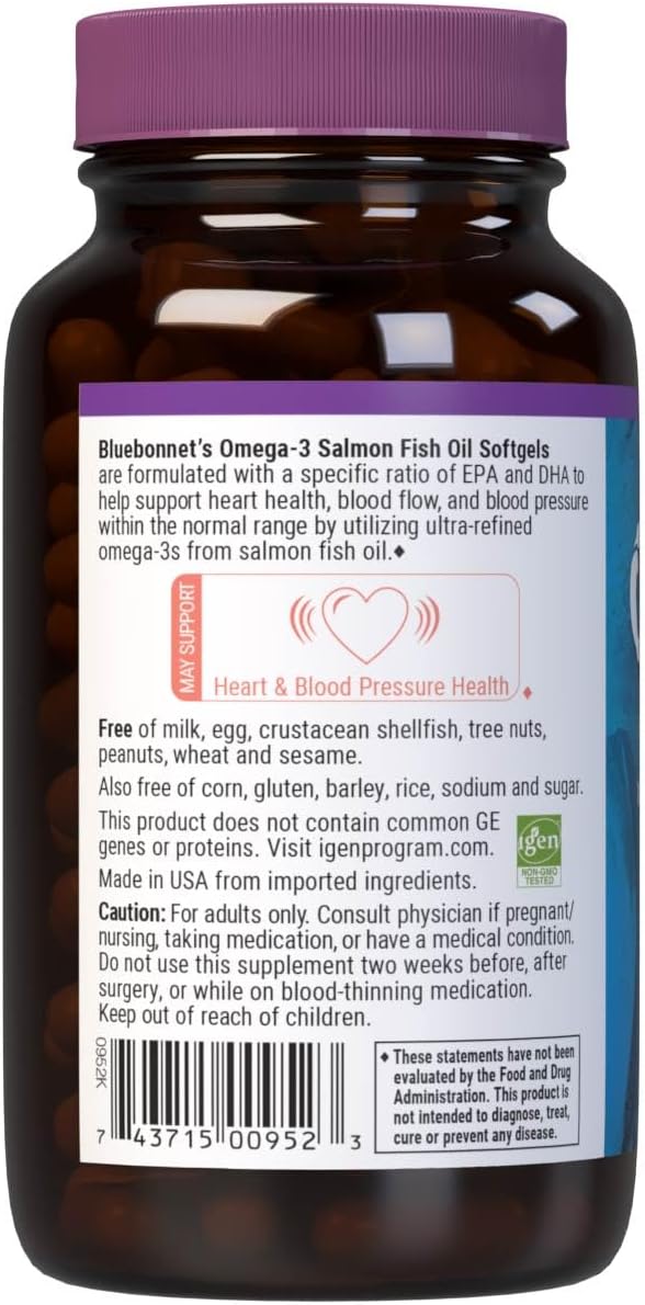 BlueBonnet Nutrition Omega-3 Salmon Oil Softgels - 90 Count Bottle