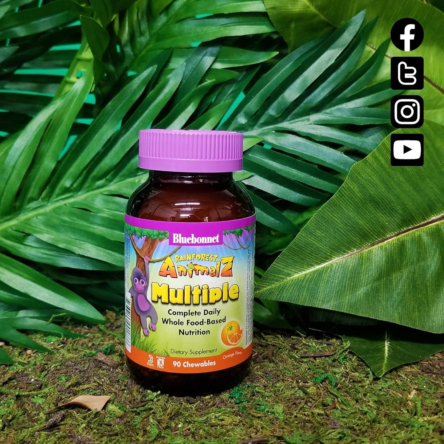 Bluebonnet Nutrition Rainforest Animalz Kids Multivitamin Chewable Tablets - Whole Food Based, Vitamin C, D3, Iron - 180 Tablets, Orange Flavor - Gluten Free, Milk Free, Kosher