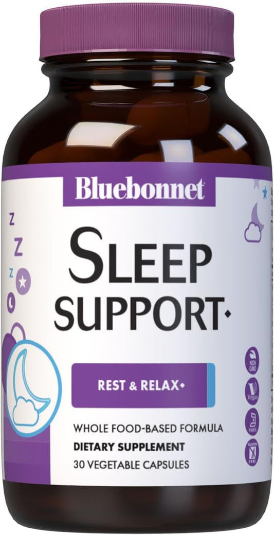 Bluebonnet Nutrition Sleep Support Formula - Whole Food-Based, Soy-Free, Gluten-Free, Non-GMO, Vegan - 30 Capsules