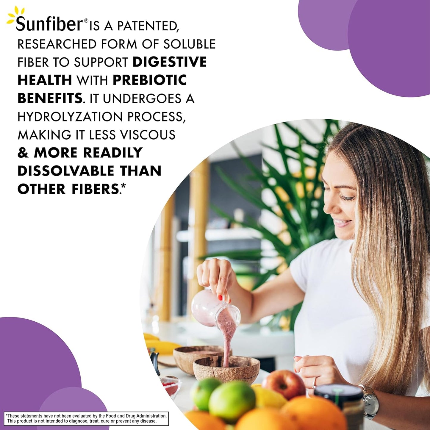 Bluebonnet Nutrition Sunfiber: 6g Plant-Based Prebiotic Fiber for Digestive Health - Instant Dissolve, Non-GMO, Vegan, Kosher - Unflavored, 7.4 OZ