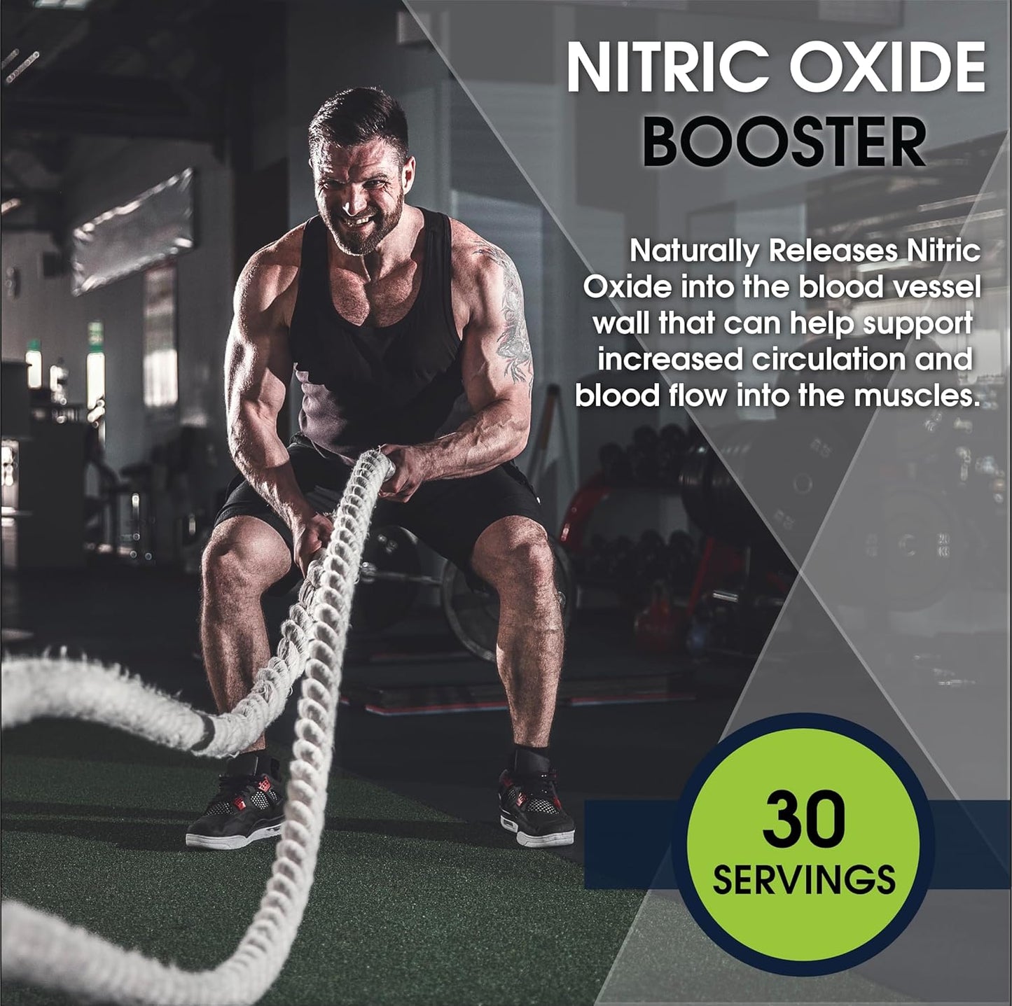 BlueEarth Company Nitric Oxide Booster Drink Mix - Heart Health & Energy Support - L-Arginine 5000mg + L-Citrulline Complex - Strawberry Banana Flavor - 30 Servings