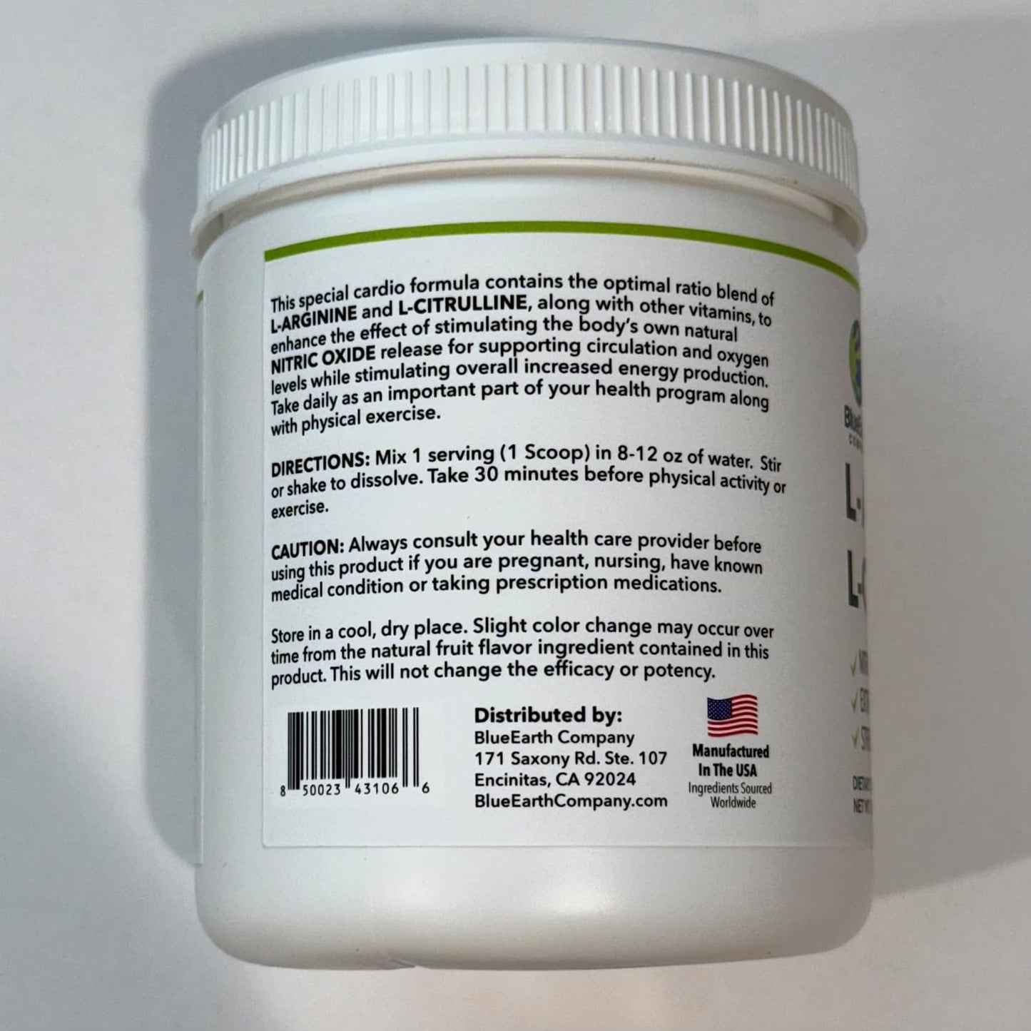 BlueEarth Company Nitric Oxide Booster Drink Mix - Heart Health & Energy Support - L-Arginine 5000mg + L-Citrulline Complex - Strawberry Banana Flavor - 30 Servings