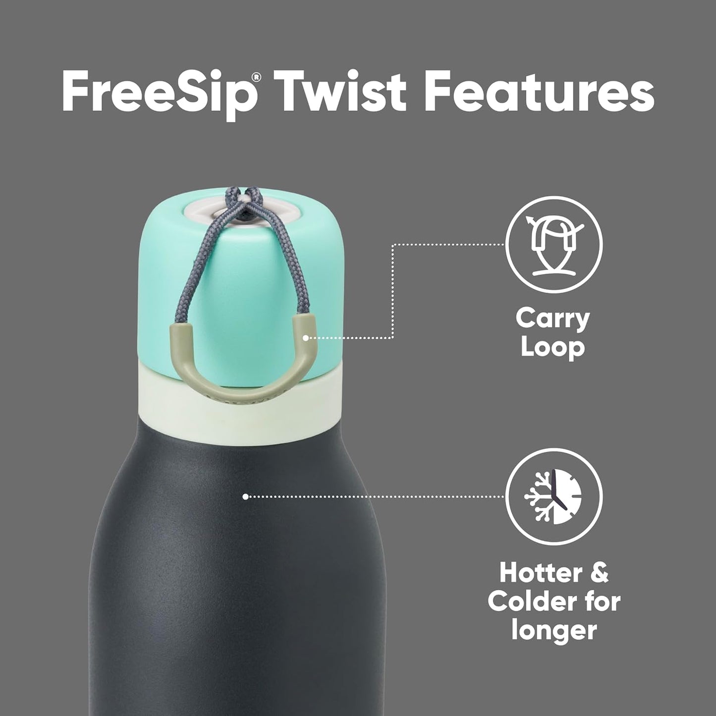 Blue/Grey Owala FreeSip Twist Insulated Stainless Steel Water Bottle - BPA-Free, 24-oz - Ideal for Sports and Travel
