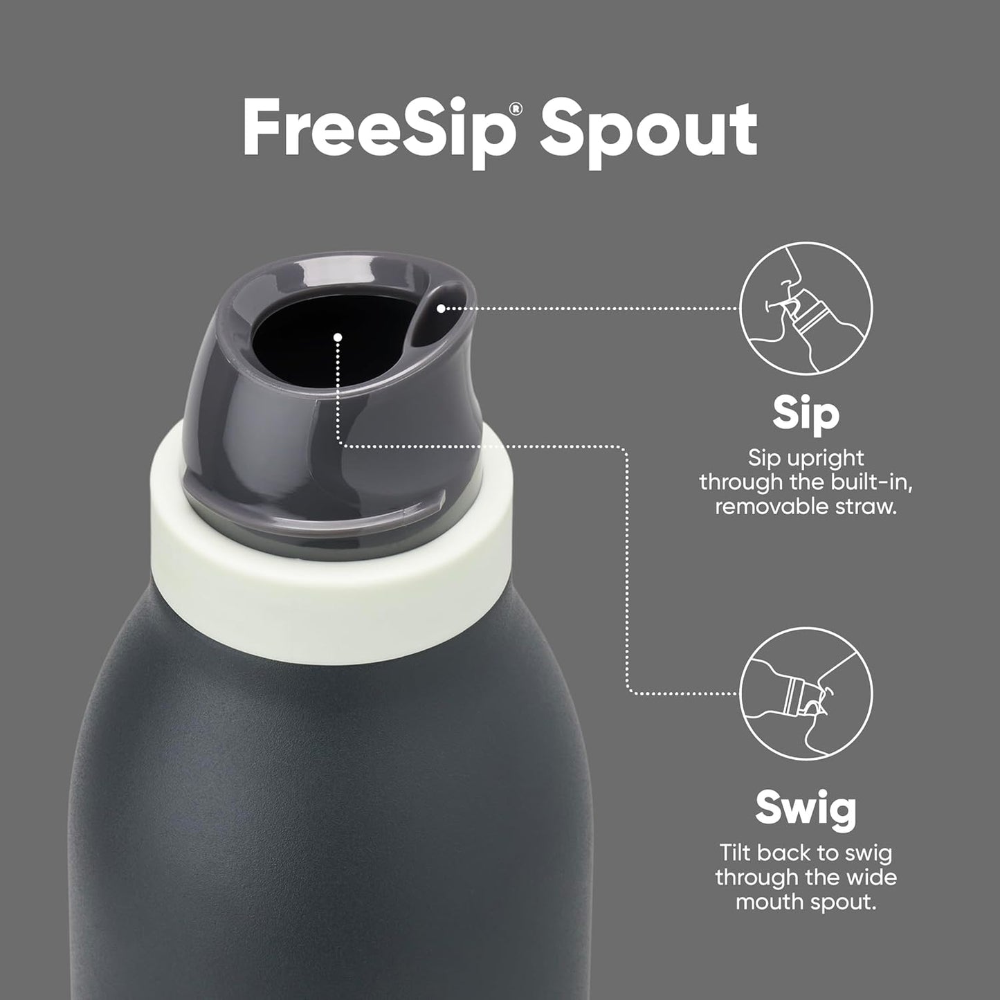 Blue/Grey Owala FreeSip Twist Insulated Stainless Steel Water Bottle - BPA-Free, 24-oz - Ideal for Sports and Travel