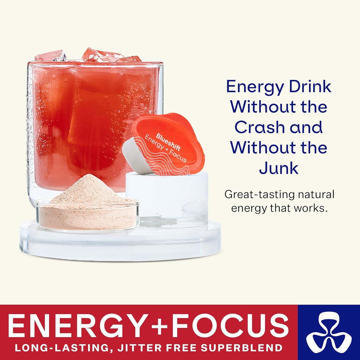 Blueshift Energy + Focus Powder Pods - Healthy Caffeine Drink Mix Sticks with Guarana, B Vitamins, No Sugar - On-The-Go Packets (14 Pack)