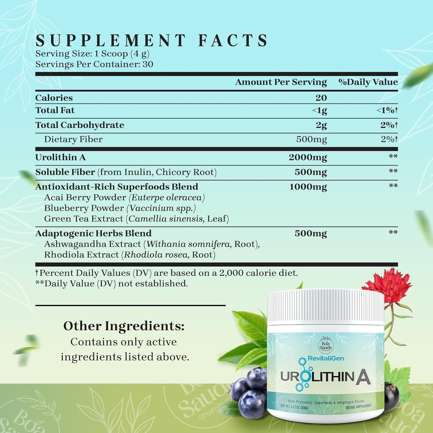 BoaSaude Urolithin A Powder Supplement - 4.23 OZ - Boost Your Health